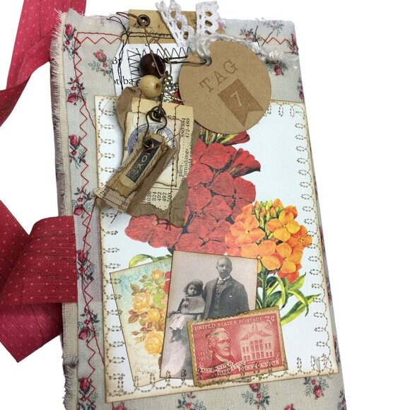 Writing Junk Journal Vintage Style Fabric Cover Diary Includes Ephemera No 7 u - Picture 3 of 10